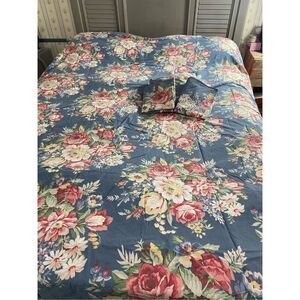 Ralph Lauren Home FULL KIMBERLY BLUE Floral Shabby Chic 4 Piece Bed Sheet Set